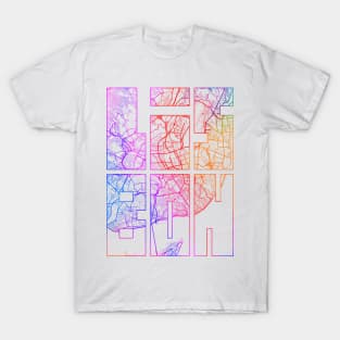 Lisbon, Portugal City Map Typography - Colorful T-Shirt